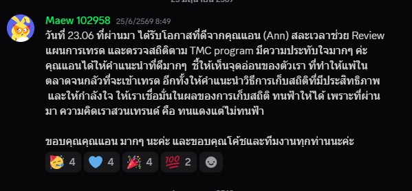 ตัวอย่างรีวิวผู้เรียน NO WAY LOSS ลำดับที่ 6
